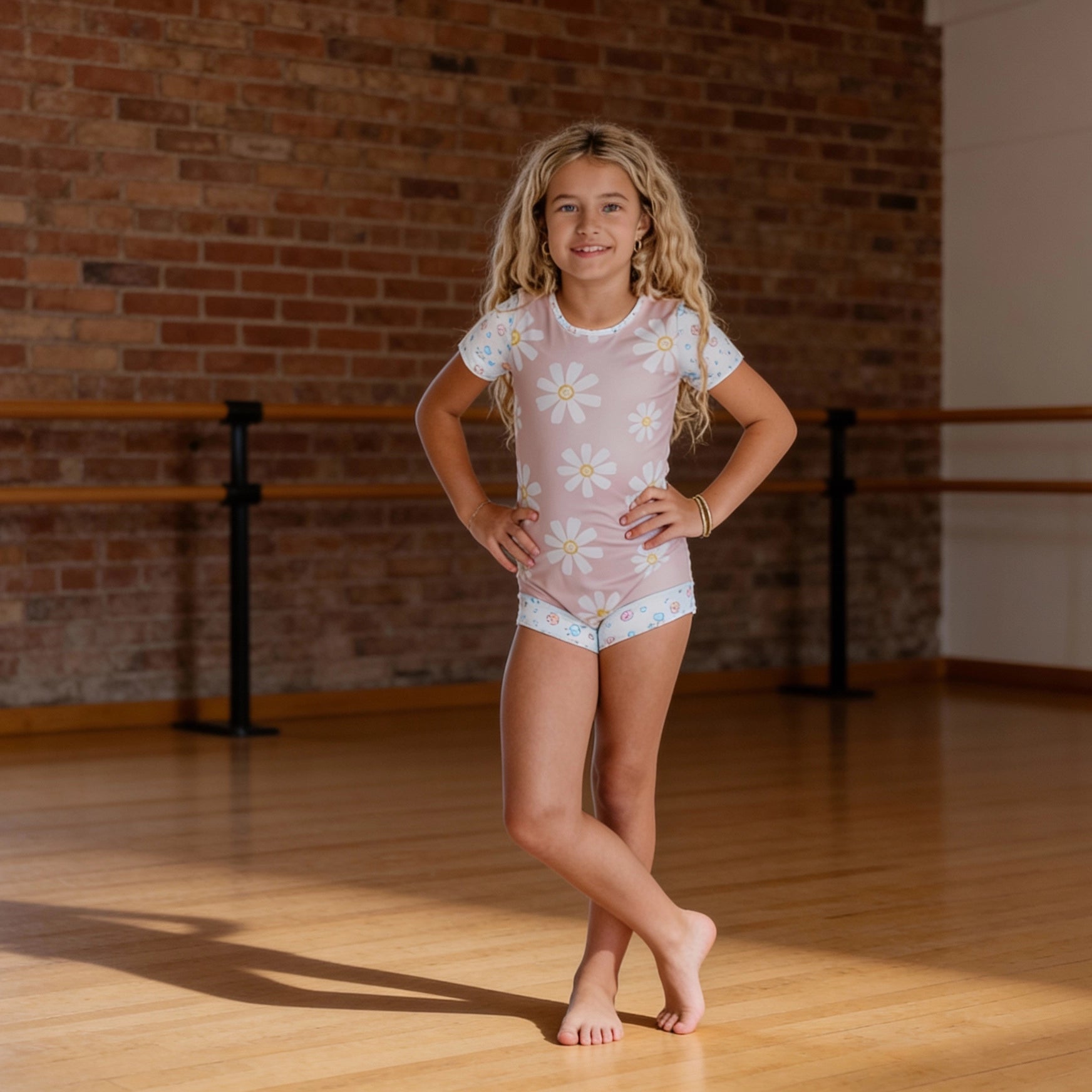 Kids Daisy Shortie Ballet Dance Gymnastics Tumble Leotard