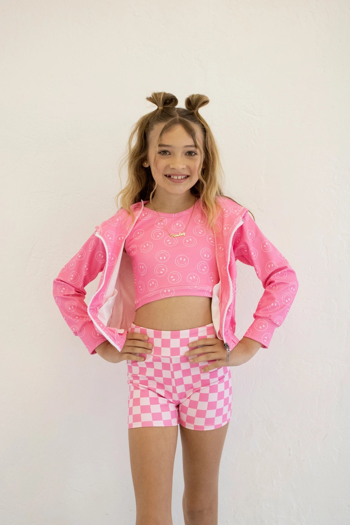 Pretty in Motion- Bubblegum Check 2 Piece Set